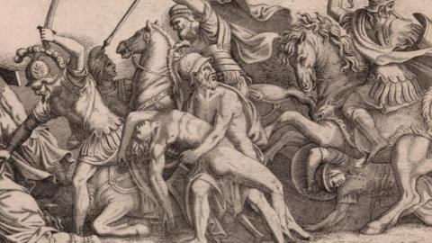 Achilles Removing Patroclus’ Body From the Battle, c. 1547, by Léon Davent