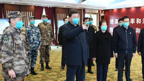 Chinese President Xi Jinping at the Huoshenshan Hospital in Wuhan, China on March 10, 2020. (Xinhua/Xie Huanchi via Getty Images)