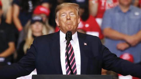 US President Donald Trump speaks at a campaign rally at Las Vegas Convention Center on February 21, 2020 in Las Vegas, Nevada.