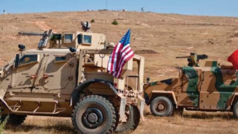U.S. and Turkish tactical vehicles take a defensive posture during rehearsals at Gaziantep, Turkey, Oct. 14, 2018.