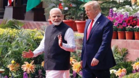 Prime Minister Narendra Modi with US President Donald Trump at Hyderabad House