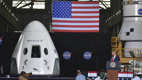 U.S. President Donald Trump speaks after the launch of the SpaceX Falcon 9 rocket and Crew Dragon spacecraft on NASA's SpaceX Demo-2 mission to the International Space Station from NASA's Kennedy Space Center in Cape Canaveral, Florida on May 30, 2020. 