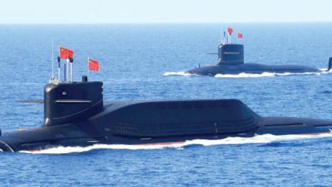 A nuclear-powered Type 094A Jin-class ballistic missile submarine of the Chinese People’s Liberation Army Navy during a military exercise in the South China Sea in 2018. 