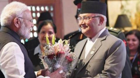 PM Narendra Modi with Nepal's Prime Minister K.P. Sharma Oli