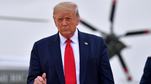 US President Donald Trump walks away from Marine One prior to boarding Air Force One in Joint Base Andrews, Maryland, on July 24, 2020.. (NICHOLAS KAMM/AFP via Getty Images)