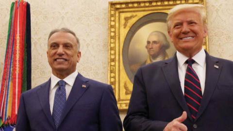 U.S. President Donald Trump receives Iraq’s PM Mustafa Al-Kadhimi in the Oval Office at the White House in Washington, U.S., Aug. 20, 2020. 