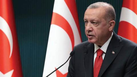 Turkish President Recep Tayyip Erdogan calls for a boycott of French products in Ankara, Turkey, Oct. 26.