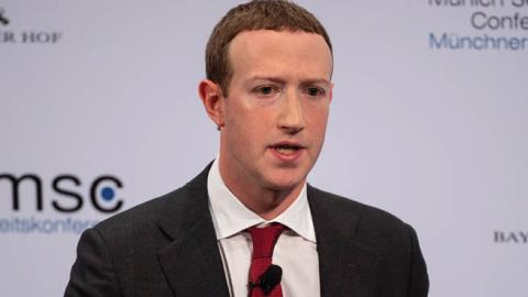 Mark Zuckerberg, Chairman of Facebook, speaks at the 56th Munich Security Conference. 