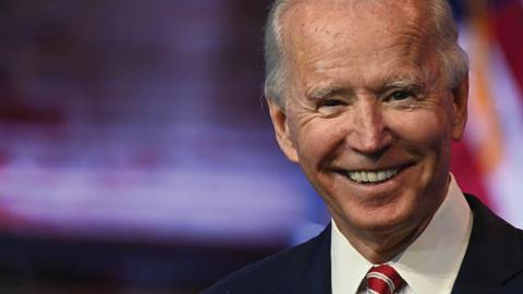 US President-elect Joe Biden answers questions from the press at The Queen in Wilmington, Delaware on November 16, 2020.