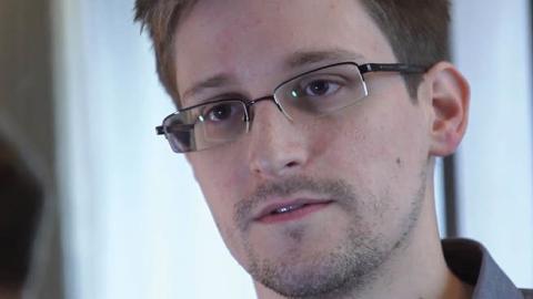 Edward Snowden speaks during an interview in Hong Kong