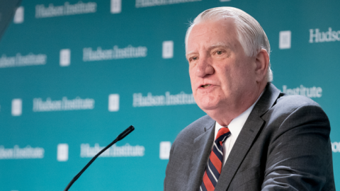 John P. Walters speaks at a Hudson event in February 2020 (Jessica Latos Photography). 