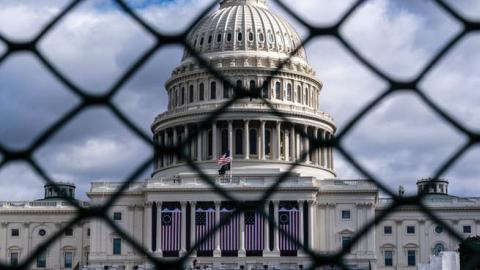 The U.S. Capitol in preparation for Joe Biden's inauguration, Jan. 17.