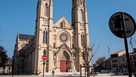 Church of St. Baudille on February 21, 2019 in Nîmes, Provence, France