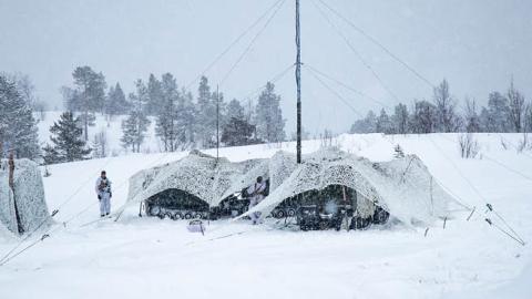 US Marines formed as an Electronic Warfare Support Team with 2nd Radio Battalion, II Marine Expeditionary Force Information Group, near Setermoen, Norway, March 14, 2020. (US Marine Corps).