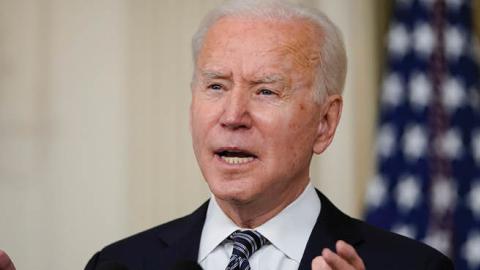 U.S. President Joe Biden delivers remarks in the State Dining Room of the White House on March 15, 2021 in Washington, DC (Drew Angerer/Getty Images)