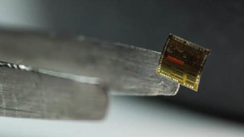 A microchip developed jointly by the Air Force Research Laboratory and American Semiconductor (U.S. Air Force Photo)