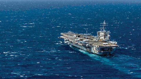 The Nimitz-class aircraft carrier USS Dwight D. Eisenhower (CVN 69) transits the Mediterranean Sea, March 17, 2021 (U.S. Navy Photo).