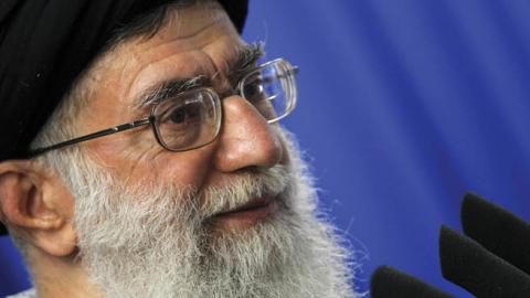 Iran's supreme leader Ayatollah Ali Khamenei addresses the faithful at the weekly Muslim Friday prayers at Tehran University on June 19, 2009 (BEHROUZ MEHRI/AFP via Getty Images)