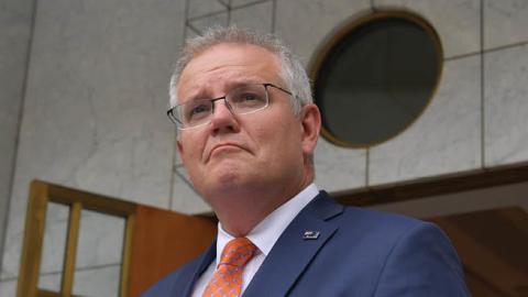 Prime Minister Scott Morrison during a press conference in the Prime Minister's Courtyard on February 05, 2021 in Canberra, Australia (Photo by Sam Mooy/Getty Images)