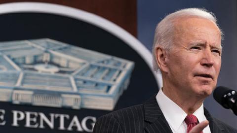 President Joe Biden speaks at the Pentagon February 10, 2021 in Washington, DC.  (Photo by Alex Brandon - Pool/Getty Images)