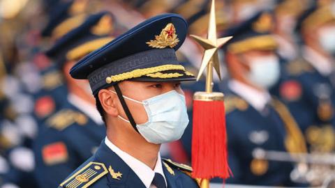 Members of the Chinese military orchestra march on Tiananmen Square before a celebration marking the 100th founding anniversary of the Chinese Communist Party on July 1, 2021 in Beijing, China. (Photo by Lintao Zhang/Getty Images)