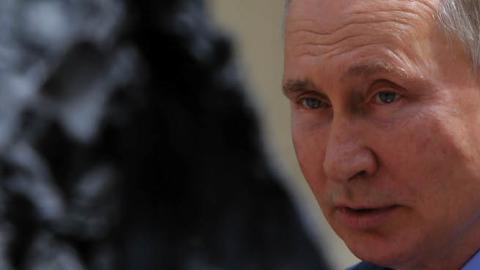 Russian President Vladimir Putin attends the opening ceremony of the monument to Alexander III, on June 5, 2021 (Photo by Mikhail Svetlov/Getty Images)