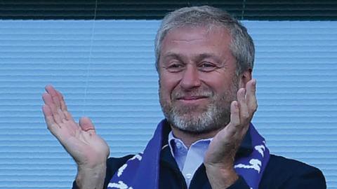 Roman Abramovich, Chelsea’s Russian owner, applauds as players celebrate a league title at Stamford Bridge, in London, in 2017 (Ben Stansall/AFP/Getty Images) 