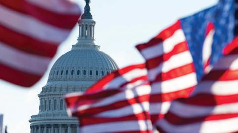 U.S. flags on the Mall before the Inauguration of US President-Elect Joe Biden in Washington, DC on January 20, 2021 (Photo by ROBERTO SCHMIDT/AFP via Getty Images)