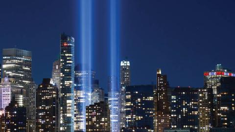 The annual Tribute in Light that will mark the 20th anniversary of the attacks on the World Trade Center (Photo by Gary Hershorn/Getty Images)