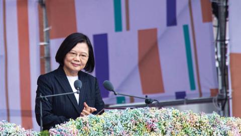 President Tsai Ing-wen gives a speech on Taiwan's National Day in Taipei, Taiwan on October 10, 2020. (Photo by Annabelle Chih/NurPhoto via Getty Images)