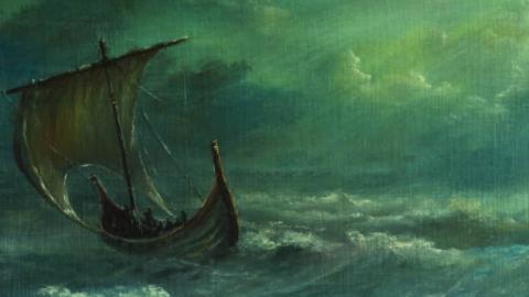 A painting showing a Viking ship. (Pobytov/Getty Images)
