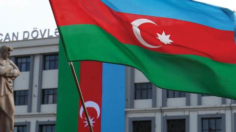  Azerbaijan flag waving in center of the city on November 28, 2020 in Baku, Azerbaijan. (Photo by Aziz Karimov/Getty Images)