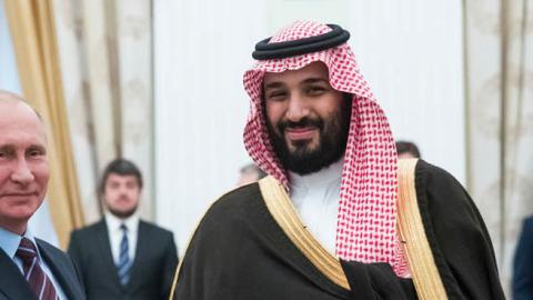 Russian President Vladimir Putin shakes hands with Saudi Deputy Crown Prince and Defense Minister Mohammed bin Salman during a meeting at the Kremlin in Moscow on May 30, 2017. (Pavel Golovkin/AFP via Getty Images)