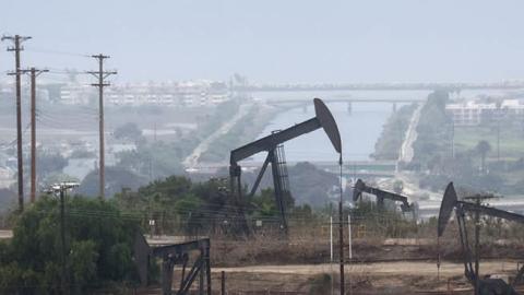 Oil pumpjacks are viewed in the Inglewood Oil Field on March 28, 2022 in Los Angeles, California. (Photo by Mario Tama/Getty Images)