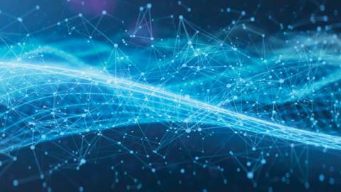 Digital network connections on a black background. (Getty Images)