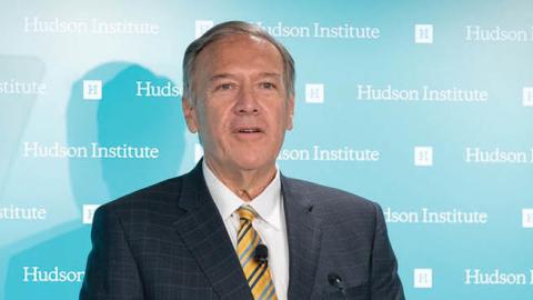 Michael R. Pompeo delivering a speech at Hudson Institute. (Cherie Cullen). 