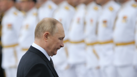 Vladimir Putin attends a Navy Day parade in Saint Petersburg, Russia, on July 31 2022. (Getty Images)