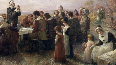 "The First Thanksgiving at Plymouth" (1914) By Jennie A. Brownscombe