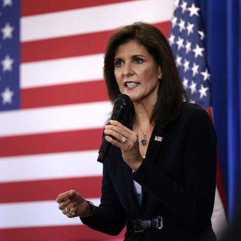 Nikki Haley speaks at the Palmetto Room on February 12, 2024, in Laurens, South Carolina. (Photo by Win McNamee/Getty Images)