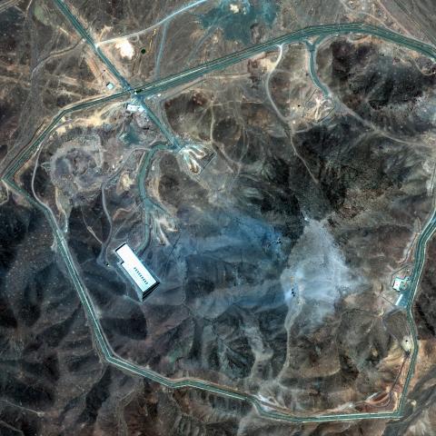 Maxar satellite imagery collected on June 22 shows extensive damage at the Fordow underground nuclear enrichment complex. (Getty Images)