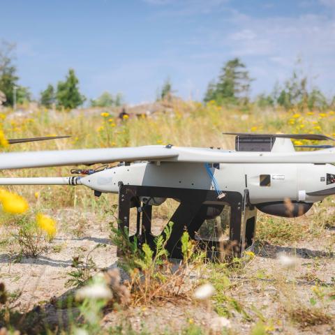 A US Marine Corps VXE30 Stalker unmanned aerial system is staged during a maritime domain awareness training exercise in southern Finland on July 31, 2025. (DVIDS)