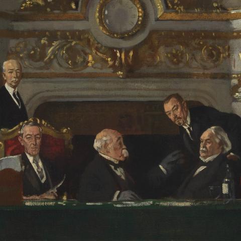 A detail photo of “A Peace Conference at the Quai d'Orsay” by William Orpen. (Wikimedia Commons)