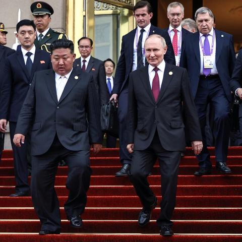 Vladimir Putin and Kim Jong Un after a meeting in Beijing on September 3, 2025. (Getty Images)