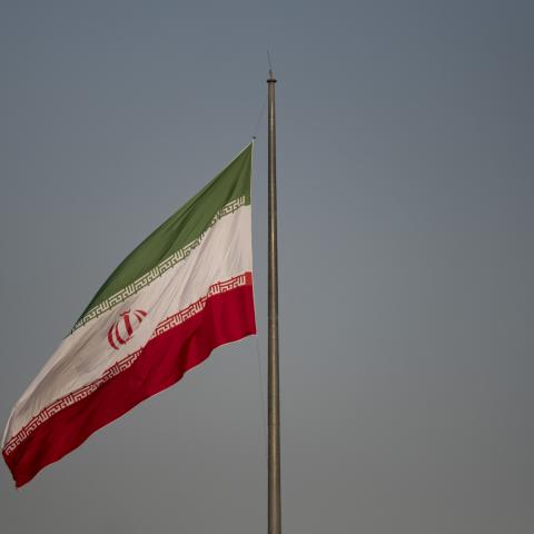 An Iranian national flag waves on a street in downtown Tehran, Iran, on August 23, 2026. (Getty Images)
