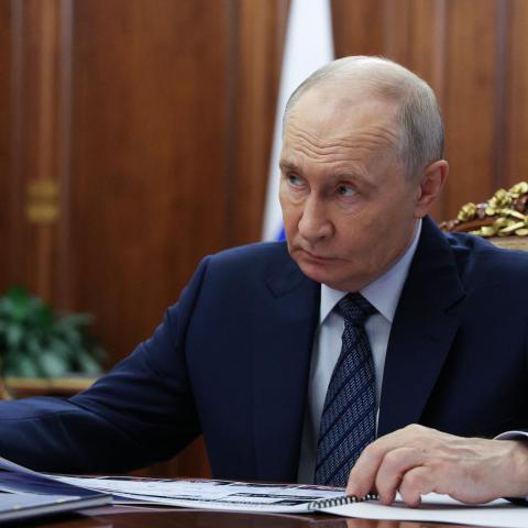 Russia’s President Vladimir Putin attends a meeting with Russia’s Sports Minister in Moscow on October 20, 2026. (Getty Images)