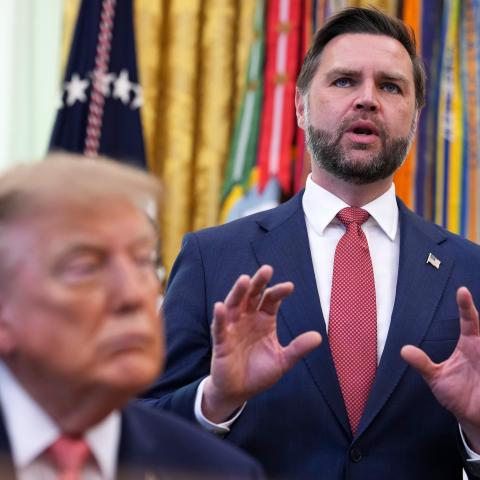 Vice President JD Vance speaks during an event with President Donald Trump in the Oval Office on October 20, 2026, in Washington, DC. (Getty Images)