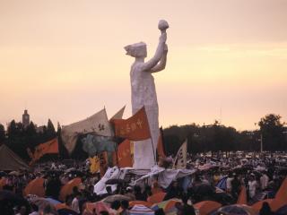 The end of the demonstration at Tiananmen Square in Beijing, China, on June 1, 1989. (Photo by Eric Bouvet/Gamma-Rapho via Getty Images)