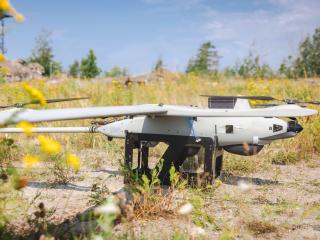 A US Marine Corps VXE30 Stalker unmanned aerial system is staged during a maritime domain awareness training exercise in southern Finland on July 31, 2025. (DVIDS)