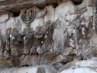 A relief on the Arch of Titus depicts sacred objects from the Temple of Jerusalem being carried during a triumphal procession, as seen on December 7, 2017, in Rome, Italy. (Getty Images)