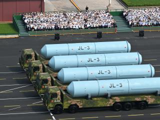 A nuclear missile formation participates in a military parade in Beijing on September 3, 2025. (Getty Images)